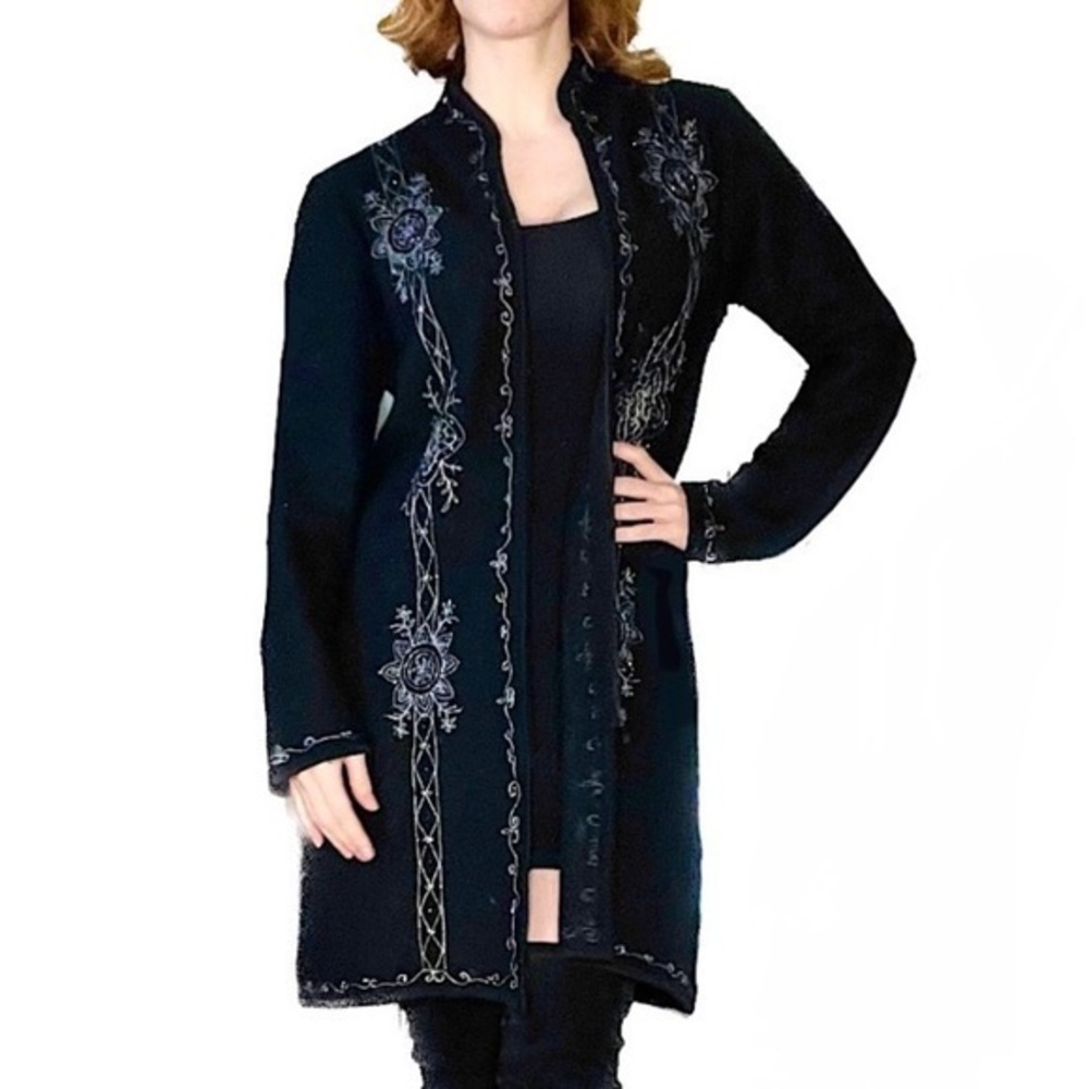 Coldwater Creek Black Embroidered Jacket